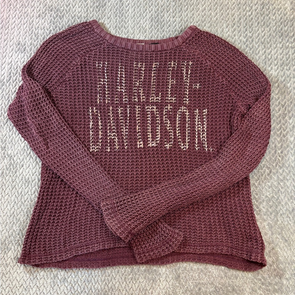 Women’s Harley-Davidson Burgundy Boat Neck Knitted Sweater Size Large